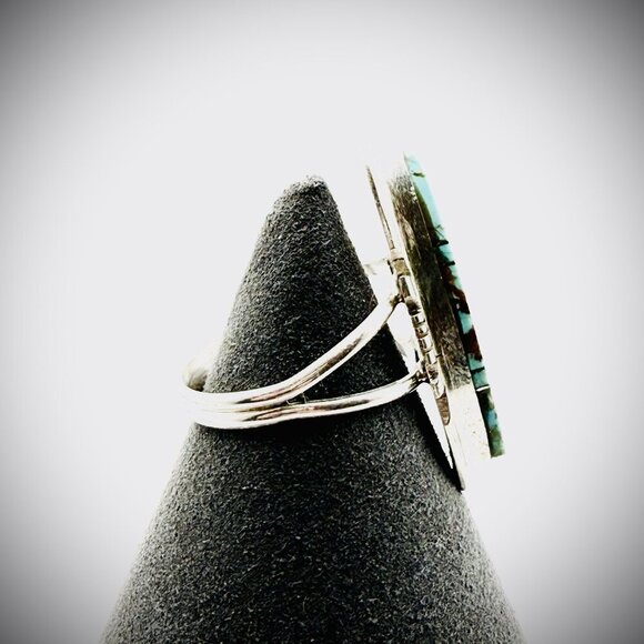 BRANDON ETCITTY STERLING NO. 8 TURQUOISE RING SZ 10 - Picture 4 of 5